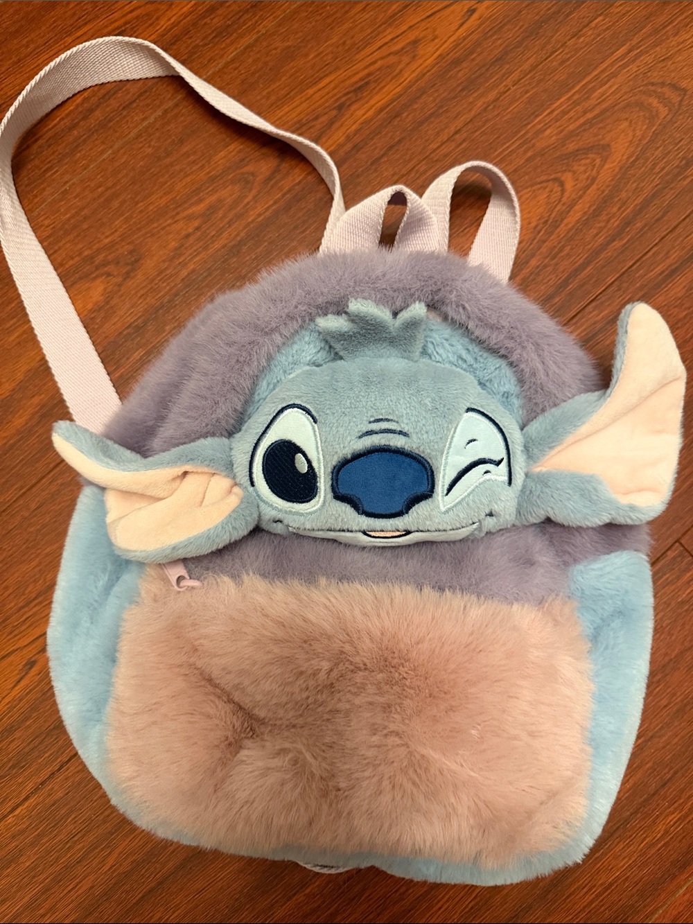Zara Lilo & Stitch Plush Kids Backpack with Cute Winking Stitch- Blue & Pink